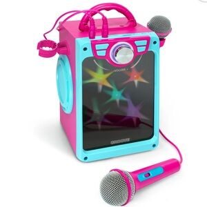 Croove Karaoke Machine for Kids and Girls - 2 Microphones, Bluetooth/AUX/USB